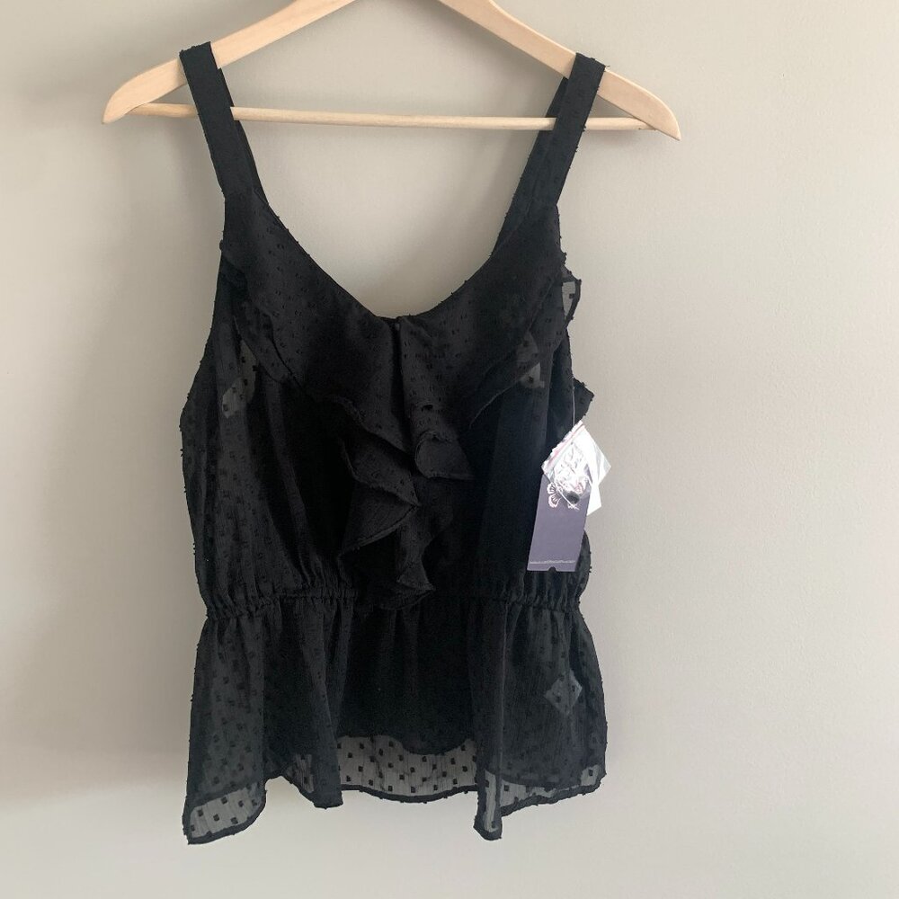 Wallflower Black Ruffled Tank Top